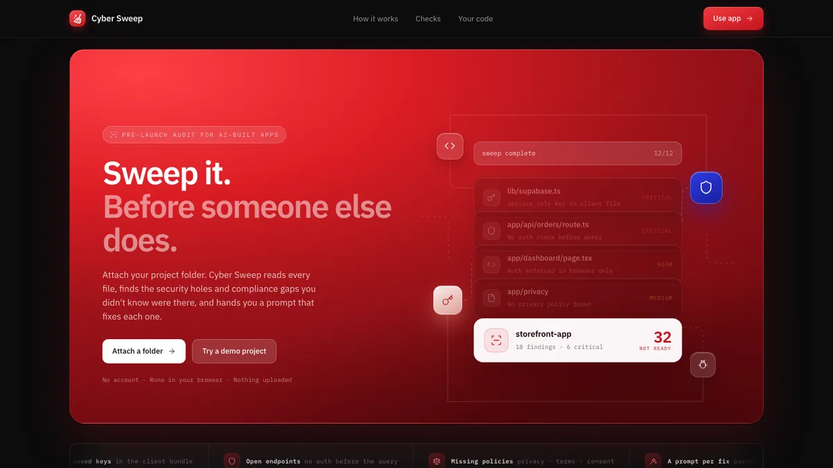 Cyber Sweep — live site