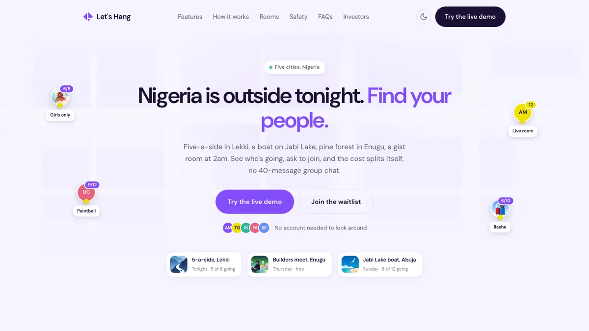 Let’s Hang — live site