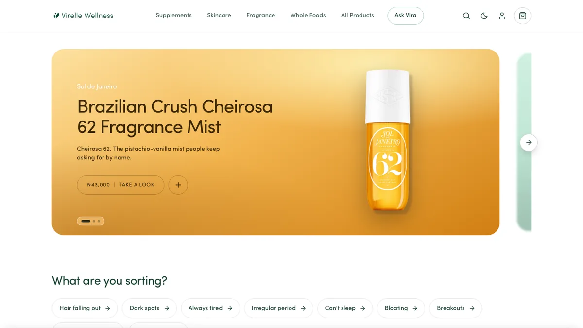 Virelle Wellness Hub — live site