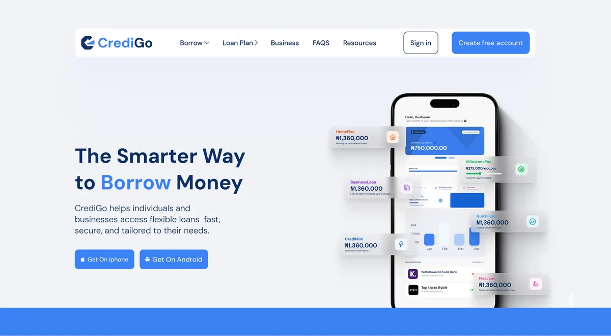 CrediGo landing page